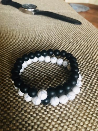 Yoga Beaded Bracelet in Natural Stone 7 Style 2pcs/set photo review