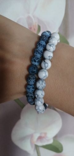 Yoga Beaded Bracelet in Natural Stone 7 Style 2pcs/set photo review