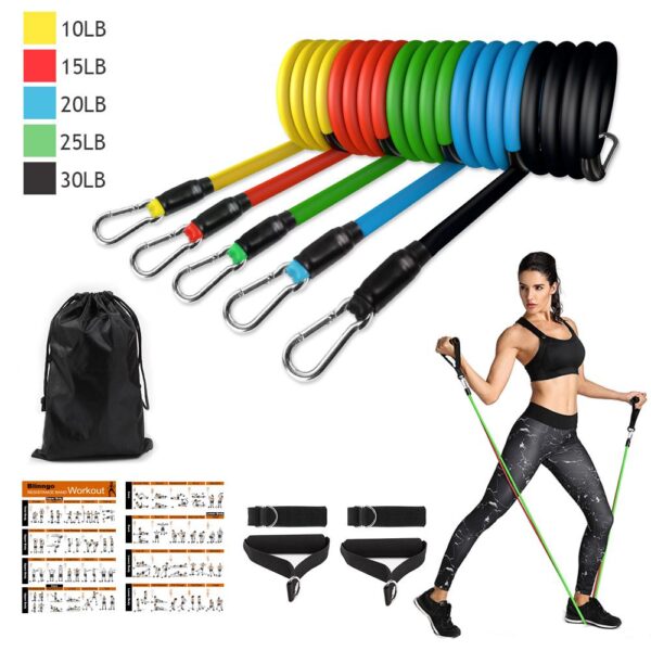 Resistance Band Set With Handle and Door Anchor (13pc) - Resistance Band - Only Fit Gear